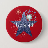 4. Juli Rot, Weiß und Blau-Feuerwerk Button (Vorderseite)
