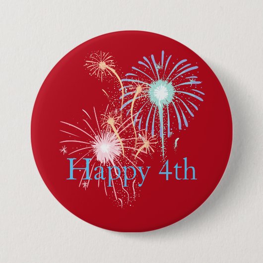 4. Juli Rot, Weiß und Blau-Feuerwerk Button (Vorderseite)