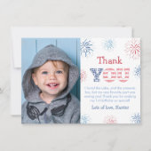 4. Juli Rot-Weiß und Blau-Feuerwerk Kinder Foto Dankeskarte (Vorderseite)