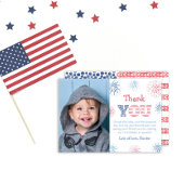 4. Juli Rot-Weiß und Blau-Feuerwerk Kinder Foto Dankeskarte