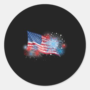 4. Juli rot weiß und blau Feuerwerk zeigen USA Runder Aufkleber