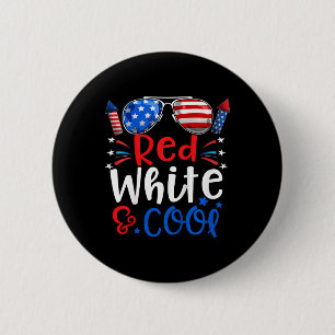 4. Juli Rot-Weiß und Coole Patriotische Jungen Kin Button