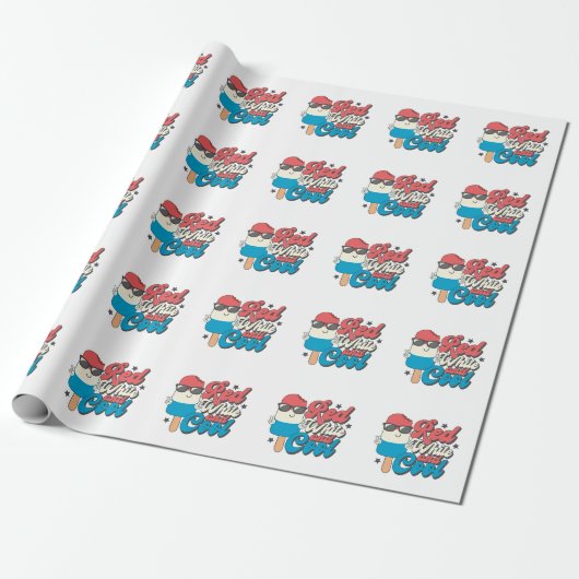 4. Juli Rot-Weiß und Coole Popsikel Geschenkpapier (Ungerollt)