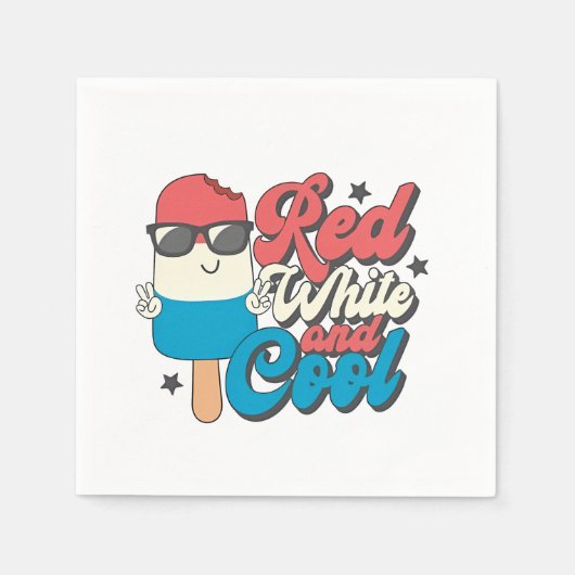 4. Juli Rot-Weiß und Coole Popsikel Serviette (Vorderseite)