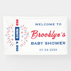 4. Juli Rot-Weiß-und Due-Baby-Dusche Empfang Banner