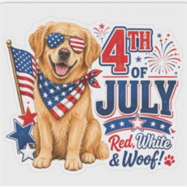4. Juli Rot Weiß und Wuff Patriotischer Hundeaufkl Aufkleber