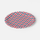 4. Juli rot-weißes patriotisches Quadrat Gitter Pappteller (Schrägansicht)