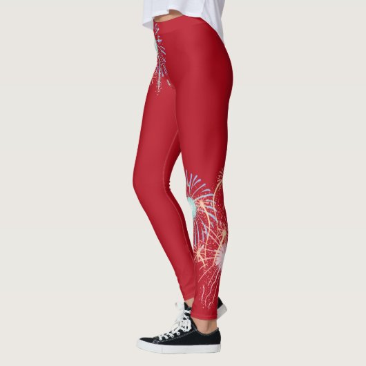 4. Juli, rote Feuerwerkskörper Leggings (Links)