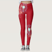 4. Juli, rote Feuerwerkskörper Leggings (Vorderseite)