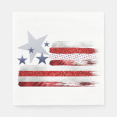 4. Juli, rote, weiße, blaue, quadratische Papierse Serviette (Vorderseite)