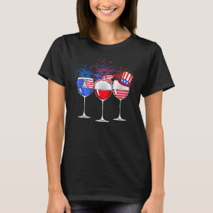 4. Juli Roter Wein & Blauer Drink Frauen Mädchen T-Shirt