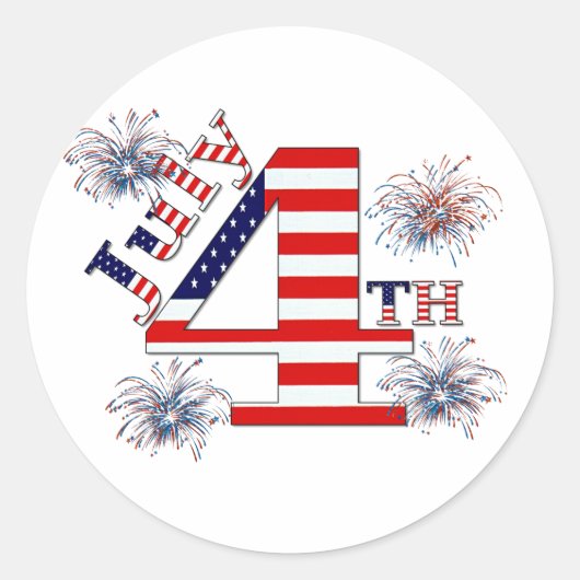 4. Juli Runder Aufkleber (Vorderseite)