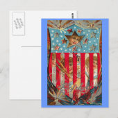 4. Juli Schild Postkarte (Vorne/Hinten)