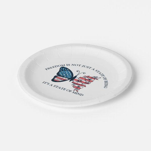 4. Juli Schmetterling Pappteller (Schrägansicht)