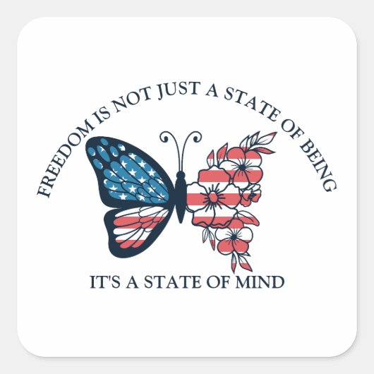 4. Juli Schmetterling Quadratischer Aufkleber (Vorderseite)