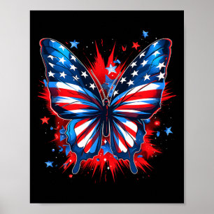 4. Juli Schmetterling US-Flagge Niedlich amerikani Poster