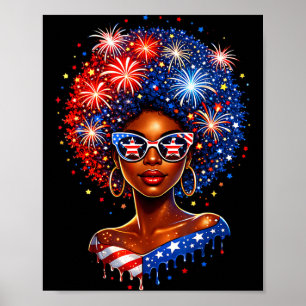 4. Juli Schwarze Afroamerikanische Frauen Afro Poster