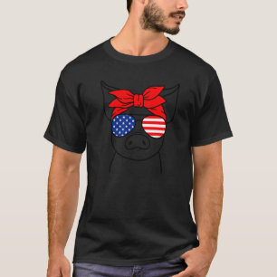 4. Juli Schweineweibchen Bandana Usa Flagge Sonnen T-Shirt