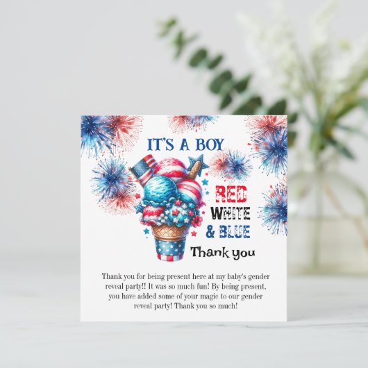 4. Juli sein a Junge Dankeskarte (Stehend Vorderseite)