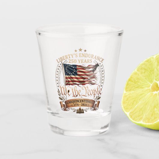 4. Juli Semiquincentennial 1776-2026 Schnapsglas (Vorderseite)