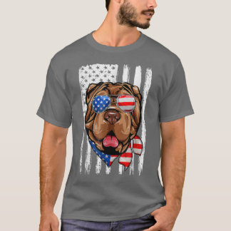 4. Juli Shar Pei American Flag Patriotic Dog L T-Shirt