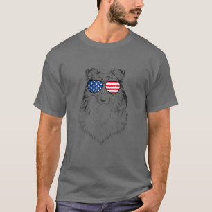 4. Juli Shetland Sheepdog Dog Patriotic USA Su T-Shirt
