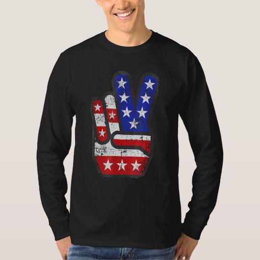 4. Juli Shirt amerikanische Flagge Zeichen Hand (Vorderseite)