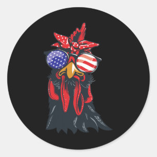 4. Juli Shirt Hühnerliebhaber Amerikanische Flagge Runder Aufkleber