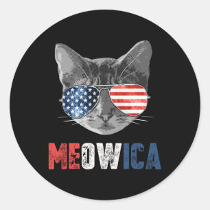 4. Juli Shirt Meowica American Flag Katze Runder Aufkleber