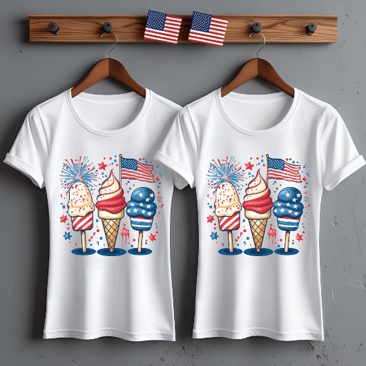 4. Juli Shirt mit Eiscreme und -flagge