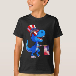 4. Juli Shirt US Flag Dino Kids Boys Patriotic