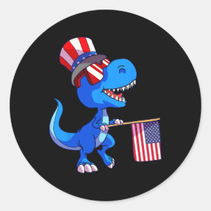 4. Juli Shirt US Flag Dino Kids Boys Patriotic Runder Aufkleber