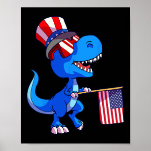 4. Juli-Shirt US-Flagge Dino Kinder Jungen Patriot Poster