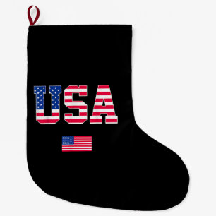 4. Juli Shirt USA Patriotic US American Flag W Großer Weihnachtsstrumpf