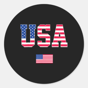 4. Juli Shirt Usa Patriotic US American Flag W Runder Aufkleber