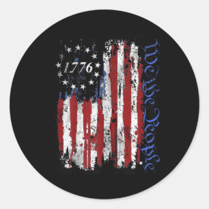 4. Juli Shirts Wir Menschen 1776 USA Flag Jet Runder Aufkleber