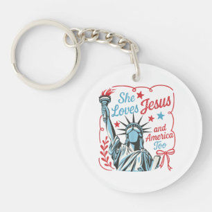 4. Juli Sie liebt Jesus und Amerika auch Christus Schlüsselanhänger