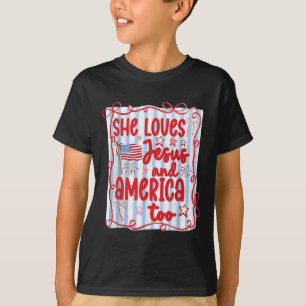 4. Juli Sie liebt Jesus und Amerika auch Christus T-Shirt