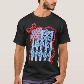 4. Juli Sie liebt Jesus und Amerika auch T-Shirt