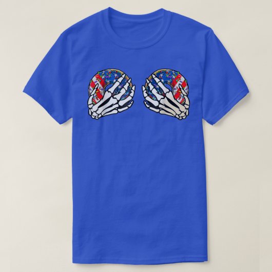 4. Juli Skeleton Hand Holding Donuts American  T-Shirt (Design vorne)