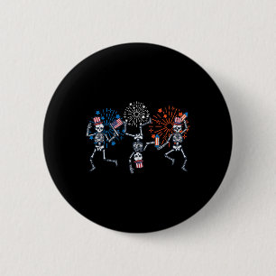 4. Juli Skeletons Tanz Feuerwerke Patriotische Fra Button