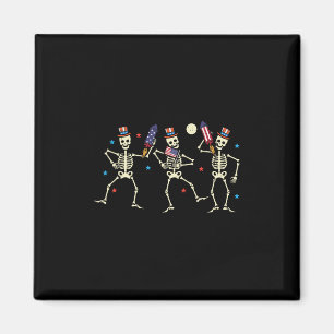 4. Juli Skeletons tanzen Flag Bones Patriot Men Magnet