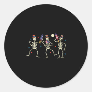 4. Juli Skeletons tanzen Flag Bones Patriot Men Runder Aufkleber