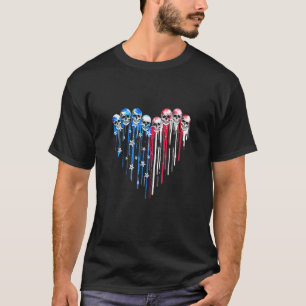 4. Juli Skull Heart American Flag Patriotic T-Shirt