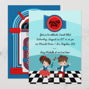 4. Juli Sock Hop Party Einladung