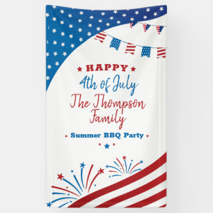 4. Juli Sommer Party Red White Blue Custom Banner