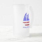 4. Juli Sommer Segelboot rot, weiß und blau Mattglas Bierglas (VorderseiteRechts)
