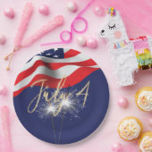 4. Juli Sparkler und Flag Paper Plate Pappteller (Party)