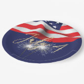 4. Juli Sparkler und Flag Paper Plate Pappteller (Schrägansicht)