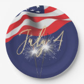 4. Juli Sparkler und Flag Paper Plate Pappteller (Vorderseite)
